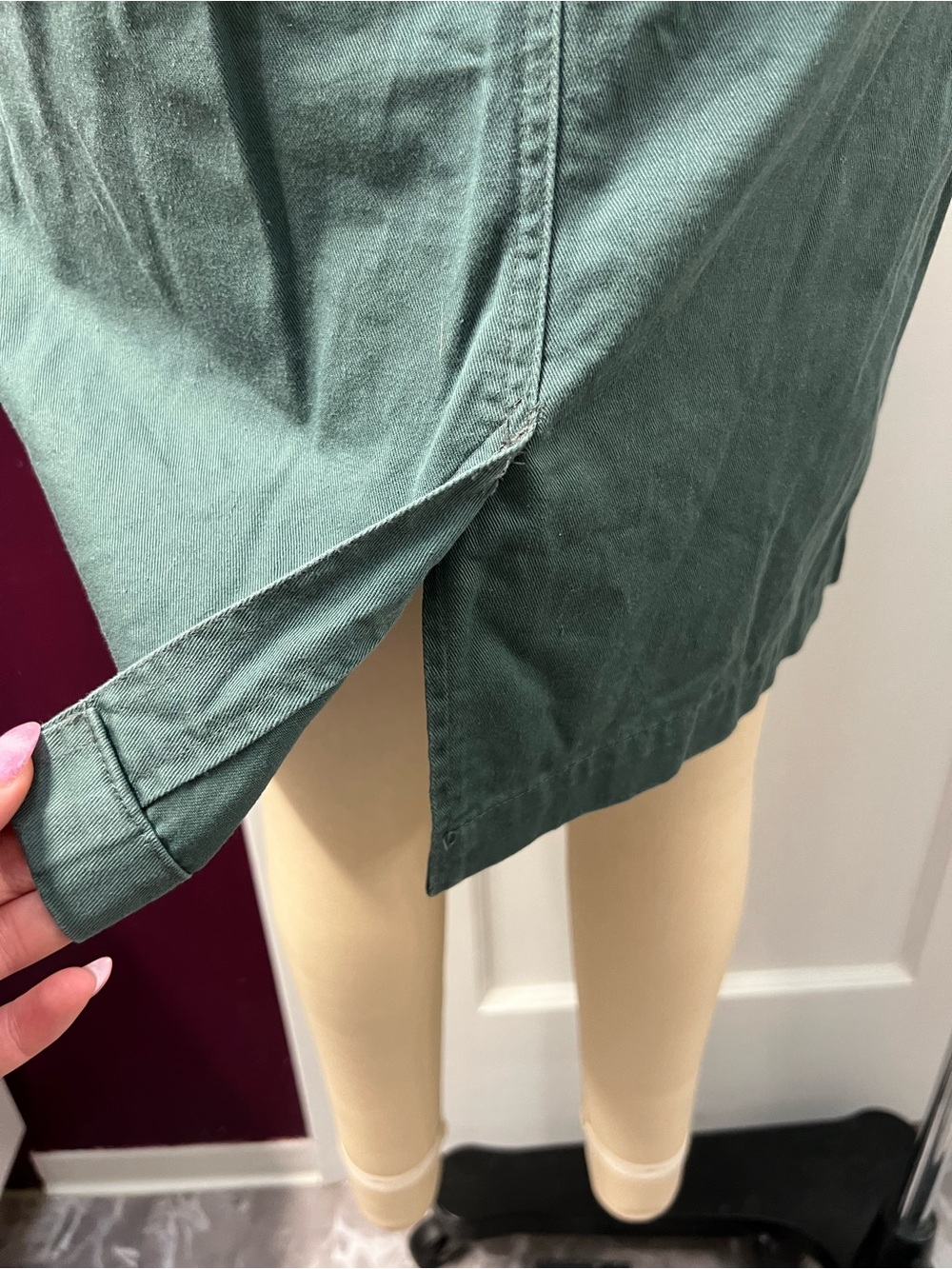 High-Waist Green Cotton Skirt - Picture 5 of 7